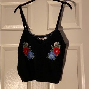 Black crochet flower top!